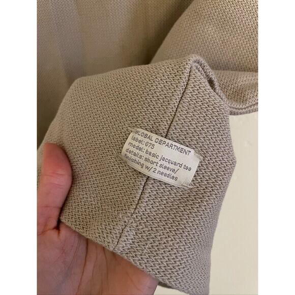 Zara T-Shirt Men's Small Global Department Short Sleeve Basic Jacquard Tee Tan - Picture 5 of 5